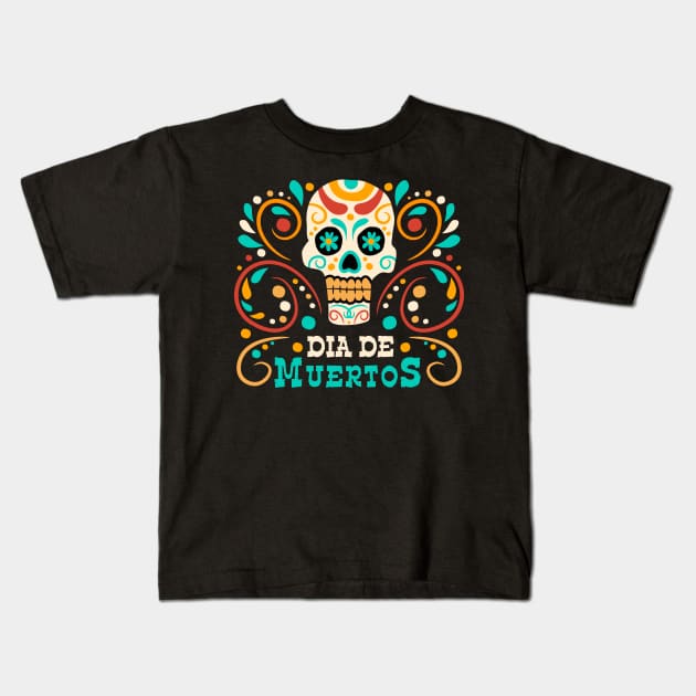 Dia de muertos - skull Kids T-Shirt by verde